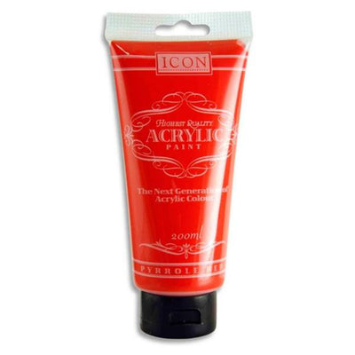 Icon Highest Quality Acrylic Paint - 200 ml - Scarlet Red-Acrylic Paints-Icon|Stationery Superstore UK