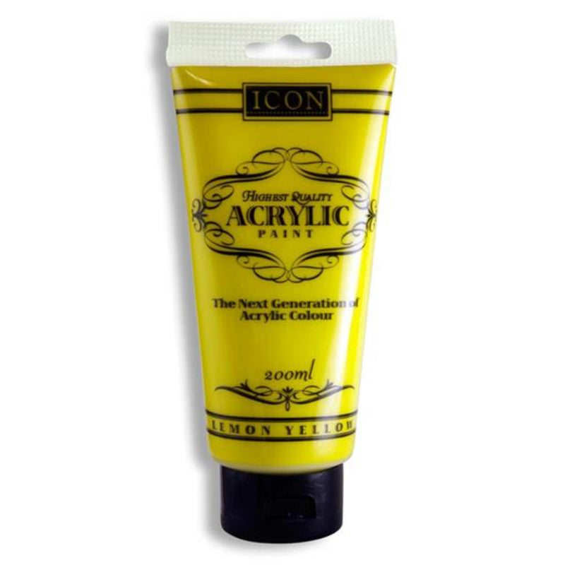 Icon Highest Quality Acrylic Paint - 200 ml - Lemon Yellow