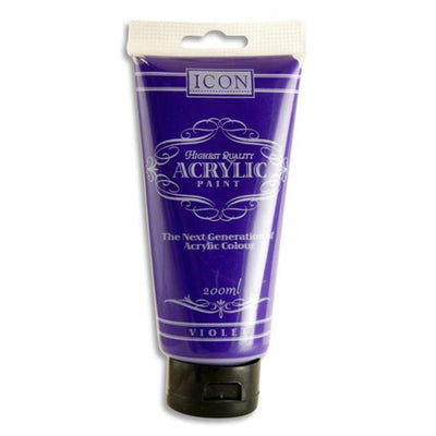 Icon Highest Quality Acrylic Paint - 200 ml - Violet-Acrylic Paints-Icon|Stationery Superstore UK