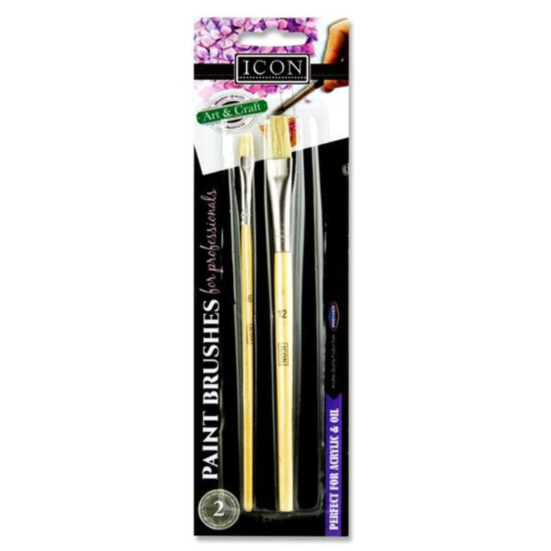 Icon Paint Brushes for Professionals - Pack of 2-Paint Brushes-Icon|Stationery Superstore UK