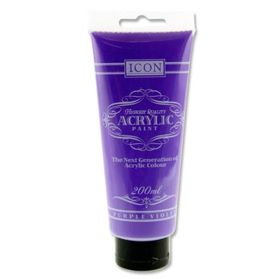 Icon Acrylic Paint 200ml - Purple Violet-Acrylic Paints-Icon|Stationery Superstore UK