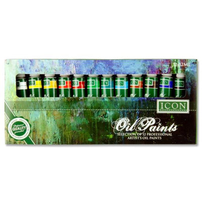 Icon Highest Quality Oil Paints - Box of 12-Paint Sets-Icon|Stationery Superstore UK
